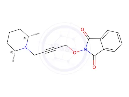 Chemical structure of 2-((4-(Cis-2,6-dimethylpiperidin-1-yl)but-2-yn-1-yl)oxy)isoindoline-1,3-dione