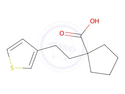 Chemical structure of 1-(2-(Thiophen-3-yl)ethyl)cyclopentane-1-carboxylic acid