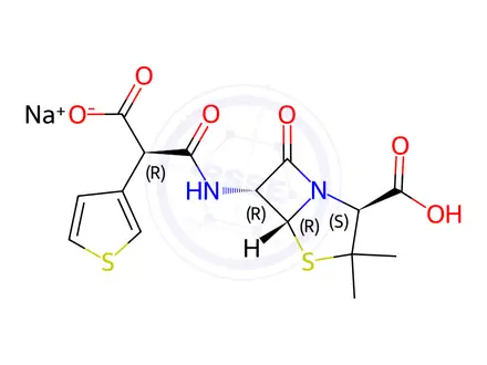 Chemical structure of Ticarcillin Monosodium
