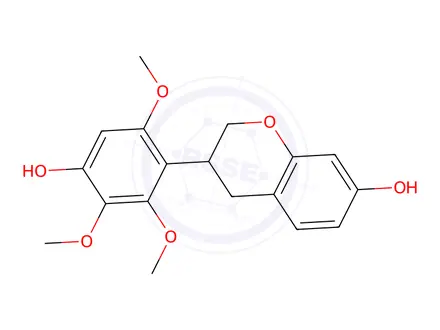 Chemical structure of (S)-3,4-Dihydro-3-(4-hydroxy-2,3,6-trimethoxyphenyl)-2H-1-benzopyran-7-ol
