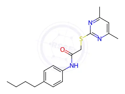 Chemical structure of N-(4-butylphenyl)-2-((4,6-dimethylpyrimidin-2-yl)thio)acetamide