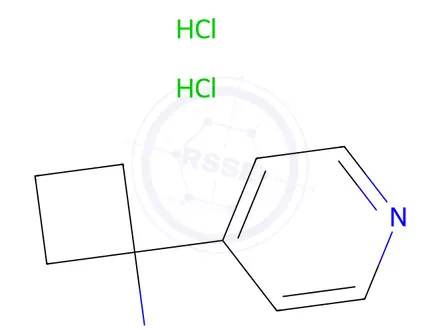 Chemical structure of 1-(pyridin-4-yl)cyclobutan-1-amine dihydrochloride