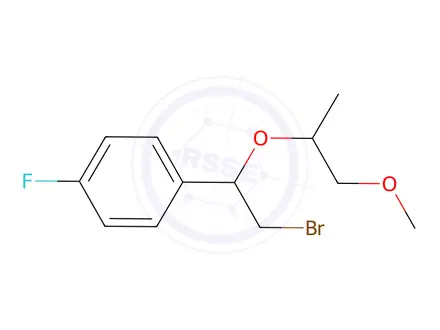 Chemical structure of 1-(2-Bromo-1-((1-methoxypropan-2-yl)oxy)ethyl)-4-fluorobenzene