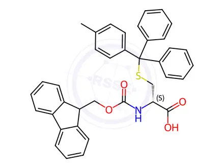 Chemical structure of FMOC-D-CYS(MTT)-OH