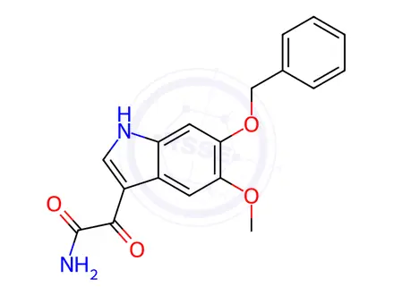 Chemical structure of 5-Methoxy-α-oxo-6-(phenylmethoxy)-1H-indole-3-acetamide