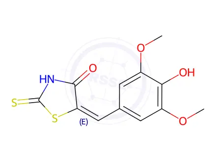 Chemical structure of (5E)-5-(4-Hydroxy-3,5-dimethoxybenzylidene)-2-mercapto-1,3-thiazol-4(5H)-one