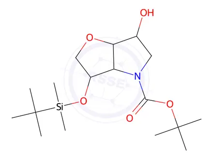 Chemical structure of tert-Butyl 3-((tert-butyldimethylsilyl)oxy)-6-hydroxyhexahydro-4H-furo[3,2-b]pyrrole-4-carboxylate