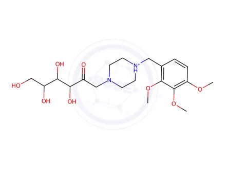 Chemical structure of 4-(3,4,5,6-tetrahydroxy-2-oxohexyl)-1-(2,3,4-trimethoxybenzyl)piperazin-1-ium