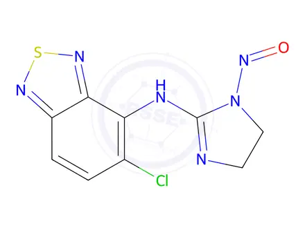 Chemical structure of 5-chloro-N-(1-nitroso-4,5-dihydro-1H-imidazol-2-yl)benzo[c][1,2,5]thiadiazol-4-amine
