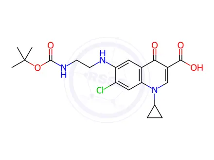 Chemical structure of 6-[(2-Tert-Butoxycarbonylaminoethyl)amino]-7-chloro-1-cyclopropyl-1,4-dihydro-4-oxo-quinoline-3-carboxylic Acid