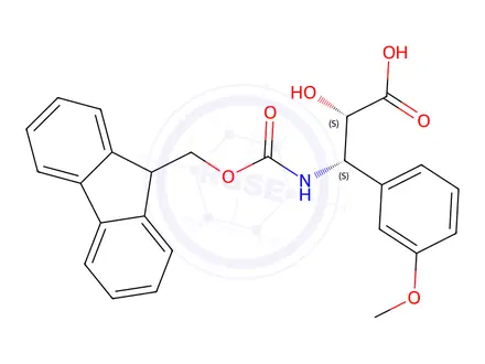 Chemical structure of (2S,3S)-3-((((9H-fluoren-9-yl)methoxy)carbonyl)amino)-2-hydroxy-3-(3-methoxyphenyl)propanoic acid