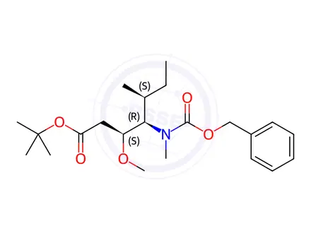 Chemical structure of (3S,4R,5S)-Tert-butyl 4-(((benzyloxy)carbonyl)(methyl)amino)-3-methoxy-5-methylheptanoate