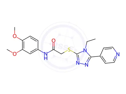 Chemical structure of N-(3,4-Dimethoxyphenyl)-2-((4-ethyl-5-(pyridin-4-yl)-4H-1,2,4-triazol-3-yl)thio)acetamide