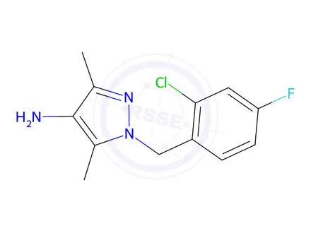 Chemical structure of 1-[(2-chloro-4-fluorophenyl)methyl]-3,5-dimethyl-1h-pyrazol-4-amine