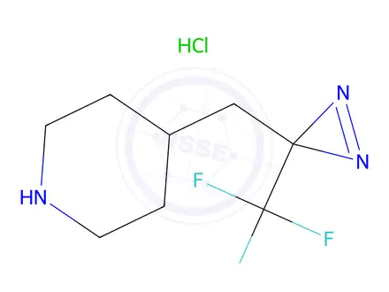 Chemical structure of 4-{[3-(trifluoromethyl)-3H-diazirin-3-yl]methyl}piperidine hydrochloride