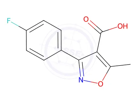 Chemical structure of 3-(4-Fluorophenyl)-5-methylisoxazole-4-carboxylic Acid