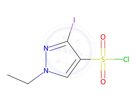 Chemical structure of 1-ethyl-3-iodo-1H-pyrazole-4-sulfonyl chloride