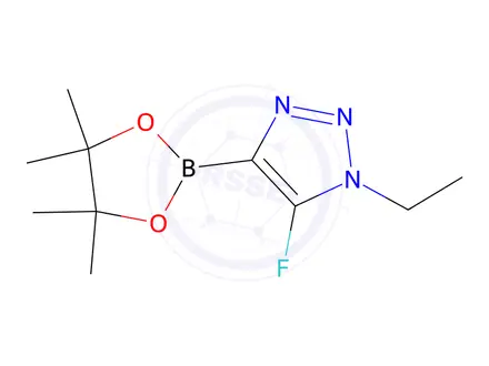 Chemical structure of 1-ethyl-5-fluoro-4-(4,4,5,5-tetramethyl-1,3,2-dioxaborolan-2-yl)-1H-1,2,3-triazole