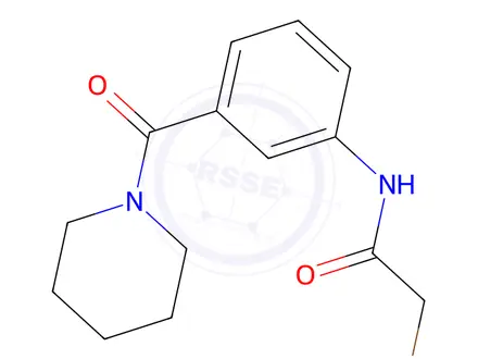 Chemical structure of 2-Bromo-N-[3-(1-piperidinylcarbonyl)phenyl]-acetamide