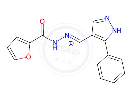 Chemical structure of N'-[(1E)-(3-Phenyl-1H-pyrazol-4-yl)methylidene]furan-2-carbohydrazide