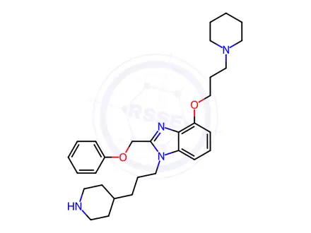 Chemical structure of 2-(Phenoxymethyl)-4-[3-(1-piperidinyl)propoxy]-1-[3-(4-piperidinyl)propyl]-1H-benzimidazole