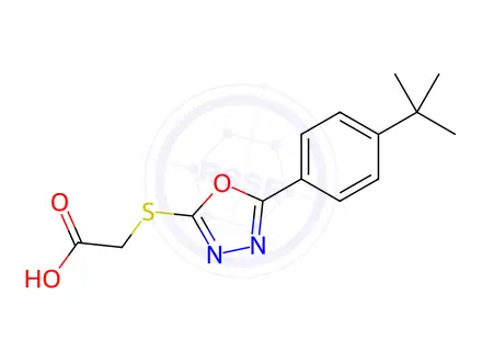 Chemical structure of [5-(4-tert-Butyl-phenyl)-[1,3,4]oxadiazol-2-yl-sulfanyl]-acetic acid