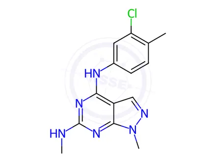 Chemical structure of N4-(3-Chloro-4-methylphenyl)-N6,1-dimethyl-1H-pyrazolo[3,4-d]pyrimidine-4,6-diamine