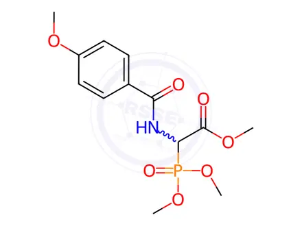 Chemical structure of Acetic acid, (dimethoxyphosphinyl)[(4-methoxybenzoyl)amino]-, methyl ester (9CI)