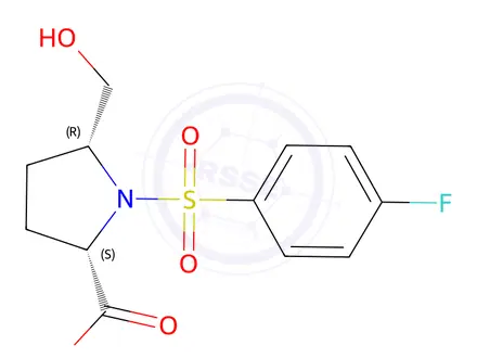 Chemical structure of cis-1-(4-fluorobenzenesulfonyl)-5-(hydroxymethyl)pyrrolidine-2-carboxylic acid