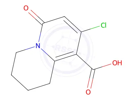 Chemical structure of 8-Chloro-6-oxo-2,3,4,6-tetrahydro-1H-quinolizine-9-carboxylic acid