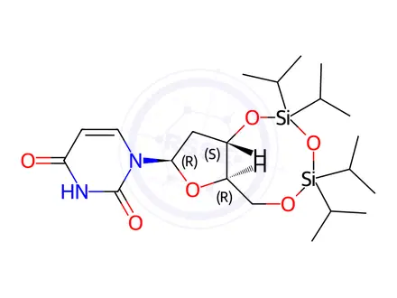 Chemical structure of 2'-Deoxy-3',5'-O-(1,1,3,3-tetraisopropyl-1,3-disiloxanediyl)uridine