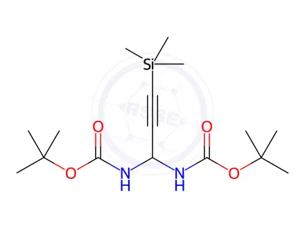 Chemical structure of N,N'-Bis(tert-butoxycarbonyl)-3-(trimethylsilyl)-2-propyne-1,1-diamine