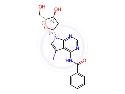 Chemical structure of N6-Benzoyl-7-deaza-2'-deoxy-7-iodoadenosine