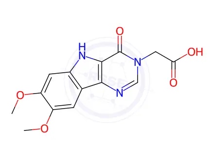 Chemical structure of (7,8-dimethoxy-4-oxo-4,5-dihydro-3H-pyrimido[5,4-b]indol-3-yl)acetic acid