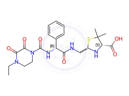 Chemical structure of Piperacillin Sodium Impurity 3 (Piperacillin Sodium EP Impurity C) (Mixture of Diastereomers)