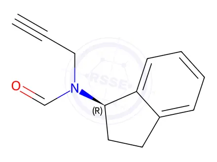 Chemical structure of (R)-N-(2,3-dihydro-1H-inden-1-yl)-N-(prop-2-yn-1-yl)formamide