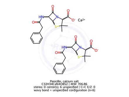 Chemical structure of Penicillin, calcium salt