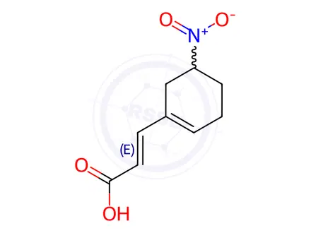 Chemical structure of (E)-3-(5-nitrocyclohex-1-en-1-yl)acrylicacid