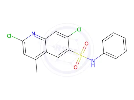 Chemical structure of 2,7-Dichloro-4-methyl-N-phenylquinoline-6-sulfonamide