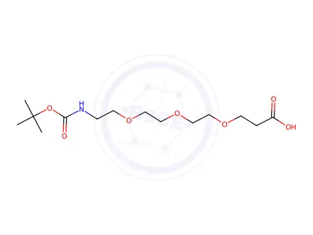 Chemical structure of 5,8,11-Trioxa-2-azatetradecanedioic acid, 1-(1,1-dimethylethyl) ester
