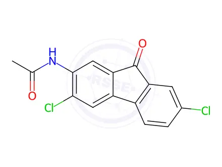 Chemical structure of N-(3,7-Dichloro-9-oxo-9H-fluoren-2-yl)acetamide