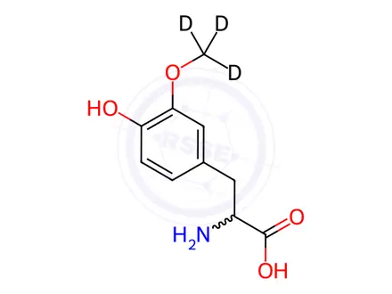 Chemical structure of rac 3-O-Methyl DOPA-d3