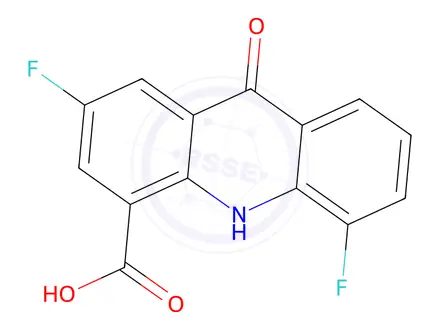 Chemical structure of 2,5-Difluoro-9-oxo-9,10-dihydroacridine-4-carboxylic Acid