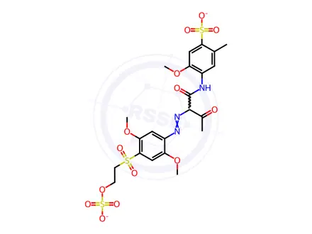 Chemical structure of Benzenesulfonic acid, 4-[[2-[[2,5-dimethoxy-4-[ [2-(sulfooxy)ethyl]sulfonyl]phenyl]azo]-1,3-dioxobutyl ]amino]-5-methoxy-2-methyl-, ammonium sodium salt