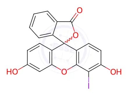 Chemical structure of 3',6'-dihydroxy-4'-iodo-3H-spiro[isobenzofuran-1,9'-xanthen]-3-one