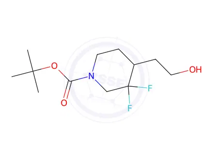 Chemical structure of Tert-Butyl 3,3-Difluoro-4-(2-Hydroxyethyl)Piperidine-1-Carboxylate