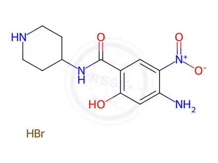 Chemical structure of 4-Amino-2-hydroxy-5-nitro-N-4-piperidinyl-benzamide Hybromide