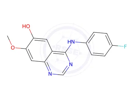 Chemical structure of 4-((4-fluorophenyl)amino)-7-methoxyquinazolin-6-ol