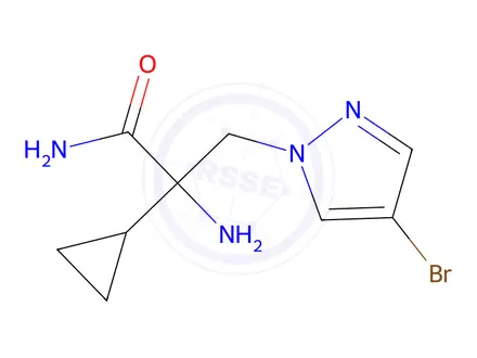 Chemical structure of 2-Amino-3-(4-bromo-1h-pyrazol-1-yl)-2-cyclopropylpropanamide