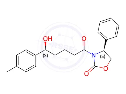 Chemical structure of (S)-3-((S)-5-hydroxy-5-(p-tolyl)pentanoyl)-4-phenyloxazolidin-2-one/(R)-3-((R)-5-hydroxy-5-(p-tolyl)pentanoyl)-4-phenyloxazolidin-2-one
